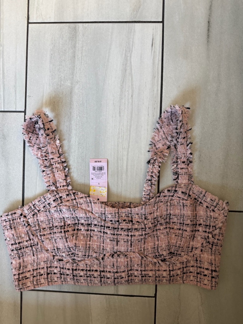 wild fable Light Pink and Black Tweed Knit Top